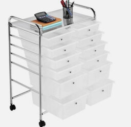 12 Drawers Rolling Storage Cart Scrapbook Paper Studio Organizer Trolley White - thumbnail 1