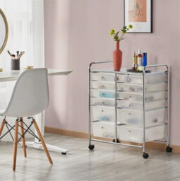 12 Drawers Rolling Storage Cart Scrapbook Paper Studio Organizer Trolley White - thumbnail 6