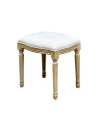 Aspect Furniture French Style Belle Dressing Table Stool ,white Washed Wood,beige Cushion - thumbnail 3