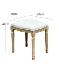 Aspect Furniture French Style Belle Dressing Table Stool ,white Washed Wood,beige Cushion - thumbnail 5