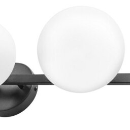 Beliani 3-Light Wall Lamp - Milky Glass Shades, Matte Black Iron, 60Cm - thumbnail 4