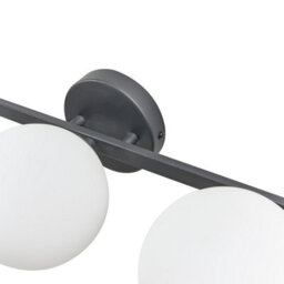 Beliani 3-Light Wall Lamp - Milky Glass Shades, Matte Black Iron, 60Cm - thumbnail 3