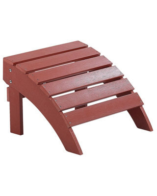 Beliani Weather-Resistant Red Faux-Wood Slatted Footstool 50 X 43 X 34Cm - image 1
