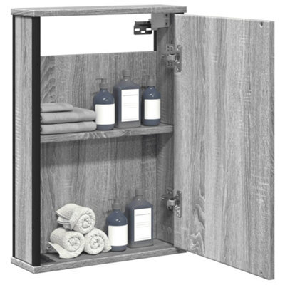 Walplus Bathroom Mirror Cabinet Grey Sonoma 42X12X60 Cm Engineered Wood - image 1