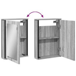 Walplus Bathroom Mirror Cabinet Grey Sonoma 42X12X60 Cm Engineered Wood - thumbnail 8