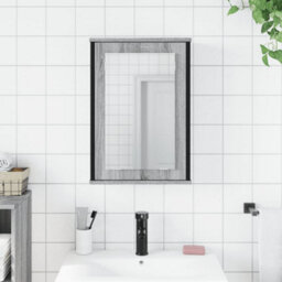 Walplus Bathroom Mirror Cabinet Grey Sonoma 42X12X60 Cm Engineered Wood - thumbnail 3