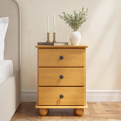 Pine 3 Drawer Bedside Table Home Tables & Seating - image 1
