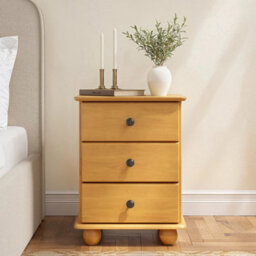 Pine 3 Drawer Bedside Table Home Tables & Seating - thumbnail 1