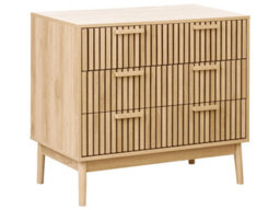 Wyld And Coco Nordicnest 3-Drawer Chest Light Brown Matte Finish Scandinavian Style - thumbnail 3