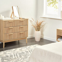 Wyld And Coco Nordicnest 3-Drawer Chest Light Brown Matte Finish Scandinavian Style - thumbnail 2