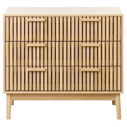 Wyld And Coco Nordicnest 3-Drawer Chest Light Brown Matte Finish Scandinavian Style - thumbnail 1