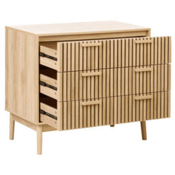 Wyld And Coco Nordicnest 3-Drawer Chest Light Brown Matte Finish Scandinavian Style - thumbnail 6