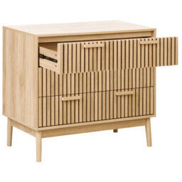 Wyld And Coco Nordicnest 3-Drawer Chest Light Brown Matte Finish Scandinavian Style - thumbnail 5