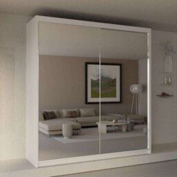 Sliding Wardrobes 4 u LTD Sliding Wardrobes 4U Jacklin Modern Sliding Double Mirror Door Wardrobe - White (W)2000mm, (H)21700mm - thumbnail 1