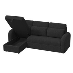 Flyn L-Shape 3-Seater Boucle Sofa Bed - Modern Pull-Out Bed With Cushions For Living Room - Bed: 149Cm (W) 190Cm (L) - Black - thumbnail 8