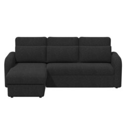 Flyn L-Shape 3-Seater Boucle Sofa Bed - Modern Pull-Out Bed With Cushions For Living Room - Bed: 149Cm (W) 190Cm (L) - Black - thumbnail 6