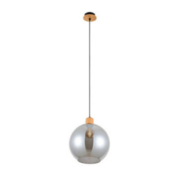 Luminosa Lighting Luminosa Potan Dome Pendant Ceiling Light Wooden, Black - thumbnail 1