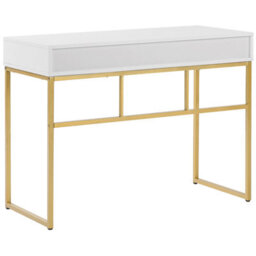 Beliani Console Table Home Office Desk Daphne White/ Gold 100 Cm 48 Cm With Storage - thumbnail 7