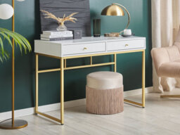 Beliani Console Table Home Office Desk Daphne White/ Gold 100 Cm 48 Cm With Storage - thumbnail 2
