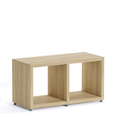 RB UK Boon 2 Cube Shelving Unit Eco-Friendly Bookcase Freestanding Heavy Duty Oak, Made In Austria (H)400mm (W)380mm (D)330mm