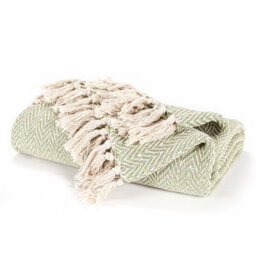 Ehc Cotton Handwoven Reversible Single Sofa Throw Arm Chair Cover 125 X 150 Cm - Green - thumbnail 1