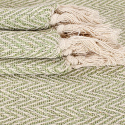 Ehc Cotton Handwoven Reversible Single Sofa Throw Arm Chair Cover 125 X 150 Cm - Green - thumbnail 4