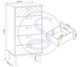 Seconique Leon 5 Drawer Narrow Chest Medium Oak Effect Metal Legs - thumbnail 8