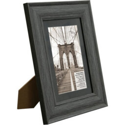 Deenz Winsford 6 X 4 Inch Black Mounted Photo Frame Mdf Wood-Effect Design Gift Idea Glass Front Sleek Rustic Style Image 24X19 Cm