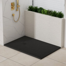 Royal Bathrooms Luxor Rectangular Black Slate Effect Stone Shower Tray 1400 X 800 X 30mm With Black Grate - thumbnail 4