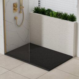 Royal Bathrooms Luxor Rectangular Black Slate Effect Stone Shower Tray 1400 X 800 X 30mm With Black Grate - thumbnail 3