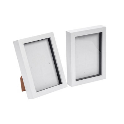"Nicola Spring 5 X 7"" Photo Frames - White - 3D Photo Frame Picture Frame Box Portrait Display Case (20 X 15Cm) Set Of 2" - image 1