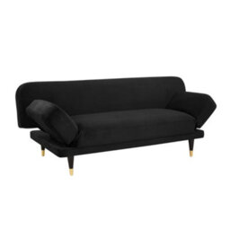 Home Detail Silas Clic-Clac Sofa Bed With Wooden Metal-Tipped Legs, Black Velvet - thumbnail 4
