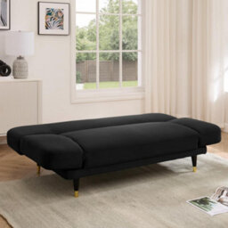 Home Detail Silas Clic-Clac Sofa Bed With Wooden Metal-Tipped Legs, Black Velvet - thumbnail 2