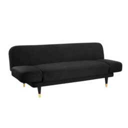 Home Detail Silas Clic-Clac Sofa Bed With Wooden Metal-Tipped Legs, Black Velvet - thumbnail 3