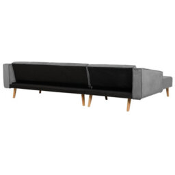 Beliani Corner Sofa Bed 4 Seater Vadso Velvet Grey Right Hand - thumbnail 6