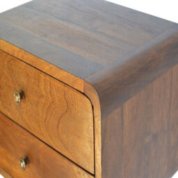 Wyld Haus Monforte Floating Curved Bedside Table Chestnut Mango Wood 2 Drawers - thumbnail 5