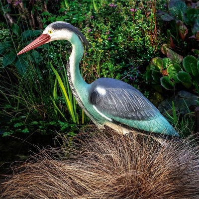 Life-Sized Decoy Heron - Weatherproof Realistic Bird Scaring Humane Deterrent For Garden Pond - Measures H71 X W16.1 X D22Cm - image 1