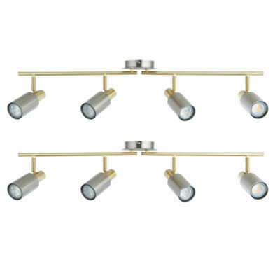 First Choice Lighting Set Of 2 Collin - Satin Nickel & Gold Detail 4 Way Ceiling Spotlights - image 1