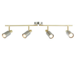 First Choice Lighting Set Of 2 Collin - Satin Nickel & Gold Detail 4 Way Ceiling Spotlights - thumbnail 3