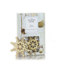 Ashleigh & Burwood Fragranced Wooden Snowflake Hanging Decorations - White Christmas