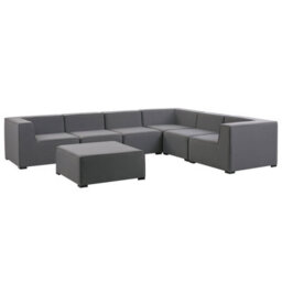 Beliani Garden Corner Sofa With Ottoman 7 Seater Arezzo Left Hand Modular Grey - thumbnail 5