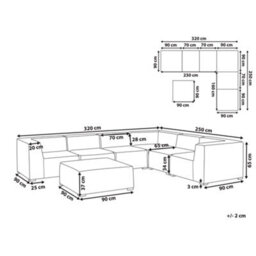 Beliani Garden Corner Sofa With Ottoman 7 Seater Arezzo Left Hand Modular Grey - thumbnail 3