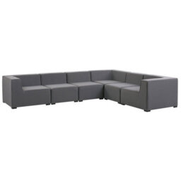 Beliani Garden Corner Sofa With Ottoman 7 Seater Arezzo Left Hand Modular Grey - thumbnail 7