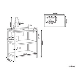 Beliani Outdoor Kitchen Island With Sink Venosa Acacia Wood Brown/ Silver - thumbnail 3