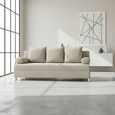 Dover 3 Seater Sofa Bed With Dl Mechanism Bedding Storage 192 Cm Wide Modern Sofa For The Living Room Cream - image 1