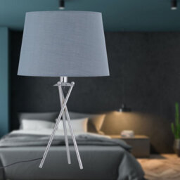 First Choice Lighting Set Of 2 Tripod Table Lamps With Grey Cotton Fabric Shades - thumbnail 6