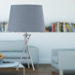 First Choice Lighting Set Of 2 Tripod Table Lamps With Grey Cotton Fabric Shades - thumbnail 7