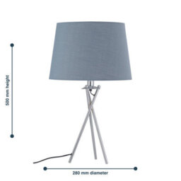 First Choice Lighting Set Of 2 Tripod Table Lamps With Grey Cotton Fabric Shades - thumbnail 8