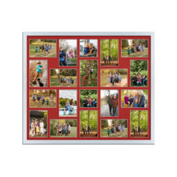 AK Frames 80X70Cm Silver Sleek Multi Photo Frame With Crimson Mount - Holds 20 Apertures (18X) 6X4, (2X) 4X4 Photos - thumbnail 1
