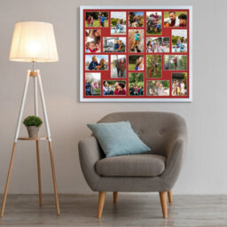 AK Frames 80X70Cm Silver Sleek Multi Photo Frame With Crimson Mount - Holds 20 Apertures (18X) 6X4, (2X) 4X4 Photos - thumbnail 3